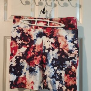 LuLaRoe Women's Red and Blue Tie-Dye Bike Shorts